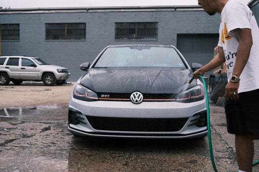 Volkswagen Golf R GTI Base MK7 MK7.5 2015-2021 with Aftermarket Parts - V1 Style Hood Bonnet Carbon Fiber / FRP from CMST Tuning