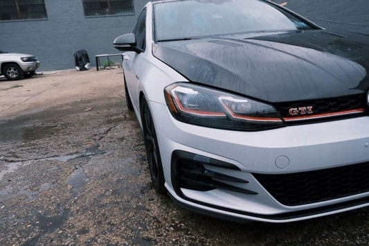 Volkswagen Golf R GTI Base MK7 MK7.5 2015-2021 with Aftermarket Parts - V1 Style Hood Bonnet Carbon Fiber / FRP from CMST Tuning