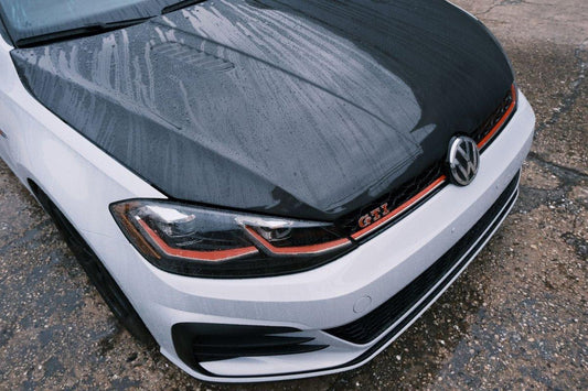 Volkswagen Golf R GTI Base MK7 MK7.5 2015-2021 with Aftermarket Parts - V1 Style Hood Bonnet Carbon Fiber / FRP from CMST Tuning