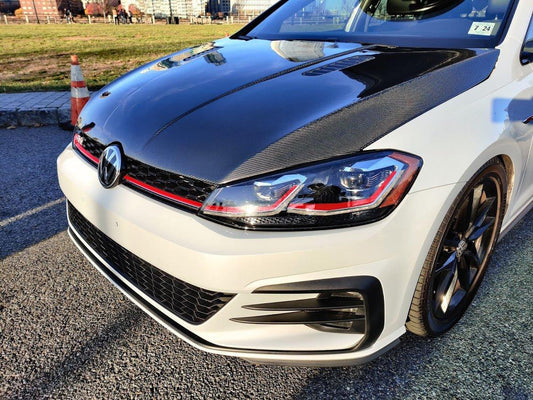 Volkswagen Golf R GTI Base MK7 MK7.5 2015-2021 with Aftermarket Parts - V1 Style Hood Bonnet Carbon Fiber / FRP from CMST Tuning