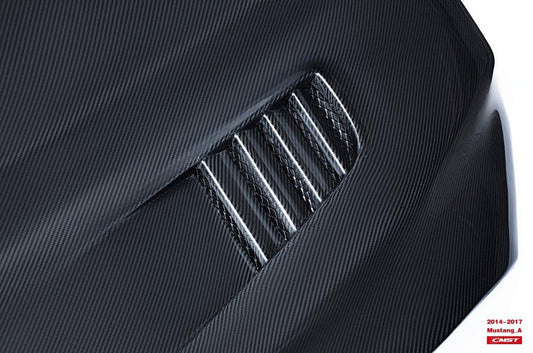 Ford Mustang GT 5.0 V6 3.6 Ecoboost 2.3 S550.1 2015-2017 with Aftermarket Parts - V1 Vented Style Hood Bonnet Carbon Fiber / FRP from CMST Tuning