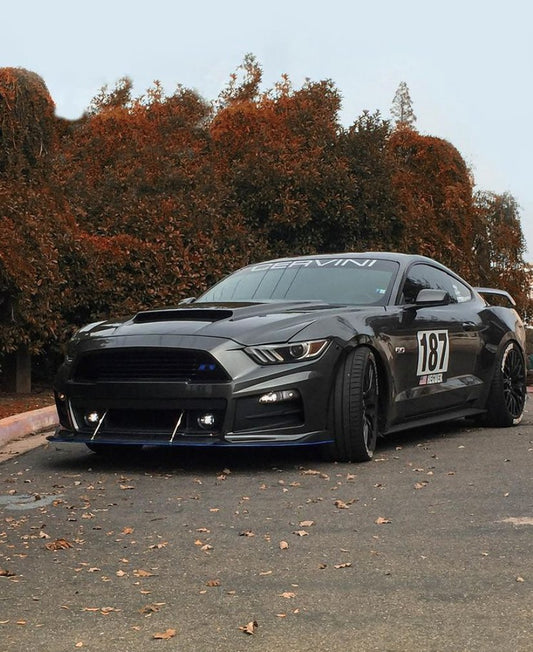 Ford Mustang GT 5.0 V6 3.6 Ecoboost 2.3 S550.1 2015-2017 with Aftermarket Parts - V1 Vented Style Hood Bonnet Carbon Fiber / FRP from CMST Tuning