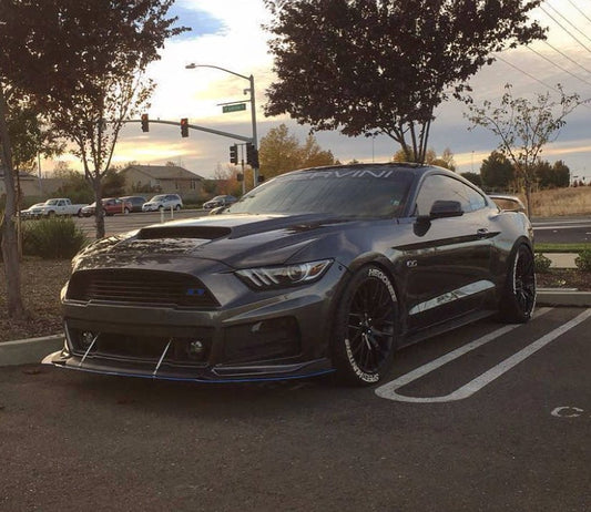 Ford Mustang GT 5.0 V6 3.6 Ecoboost 2.3 S550.1 2015-2017 with Aftermarket Parts - V1 Vented Style Hood Bonnet Carbon Fiber / FRP from CMST Tuning