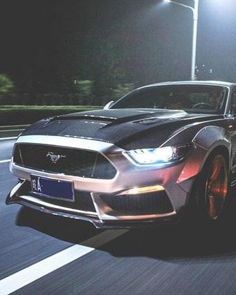 Ford Mustang GT 5.0 V6 3.6 Ecoboost 2.3 S550.1 2015-2017 with Aftermarket Parts - V1 Vented Style Hood Bonnet Carbon Fiber / FRP from CMST Tuning