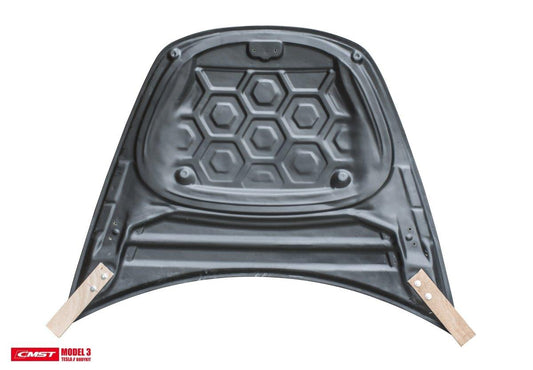 Tesla Model 3 Performance Long Range Standard Base 2017-2023 with Aftermarket Parts - V2 Style Hood Bonnet Carbon Fiber / FRP from CMST Tuning