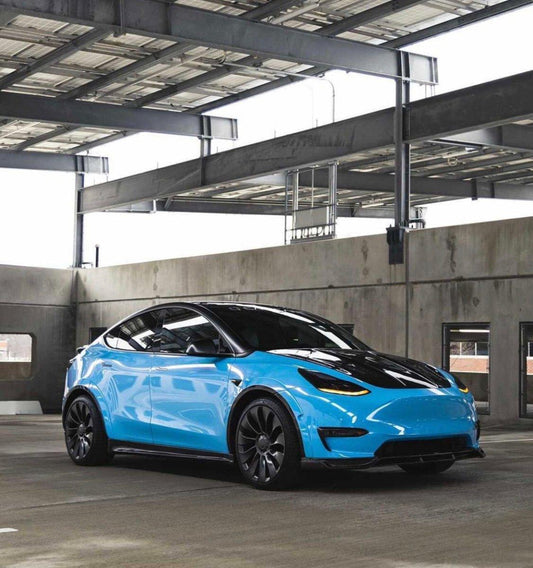Tesla Model Y Performance AWD Long Range RWD Standard 2020-ON with Aftermarket Parts - V2 Style Hood Bonnet Carbon Fiber / FRP from CMST Tuning