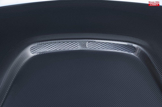 Nissan 370Z Nismo Sport Touring Base Fairlady Z Z34 2009-2020 with Aftermarket Parts - V2 Vented Style Hood Bonnet Carbon Fiber / FRP from CMST Tuning