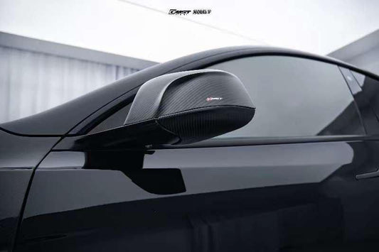 Tesla Model Y Performance AWD Long Range RWD Standard 2020-ON with Aftermarket Parts - Mirror Cover Pre-preg Carbon Fiber from CMST Tuning