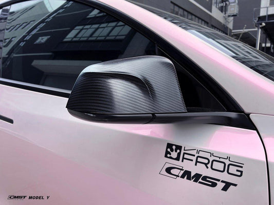 Tesla Model Y Performance AWD Long Range RWD Standard 2020-ON with Aftermarket Parts - Mirror Cover Pre-preg Carbon Fiber from CMST Tuning