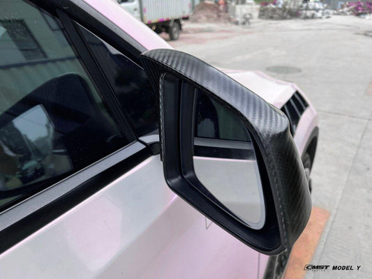 Tesla Model Y Performance AWD Long Range RWD Standard 2020-ON with Aftermarket Parts - Mirror Cover Pre-preg Carbon Fiber from CMST Tuning