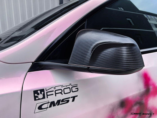 Tesla Model Y Performance AWD Long Range RWD Standard 2020-ON with Aftermarket Parts - Mirror Cover Pre-preg Carbon Fiber from CMST Tuning