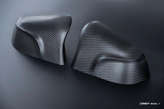 Tesla Model Y Performance AWD Long Range RWD Standard 2020-ON with Aftermarket Parts - Mirror Cover Pre-preg Carbon Fiber from CMST Tuning