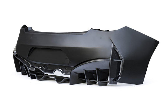 Infiniti Q60 Red Sport 400 Premium Luxe Sport Pure 2017-2022 with Aftermarket Parts - Project Black S Concept Style Rear Bumper & Diffuser Carbon Fiber / FRP from CMST Tuning