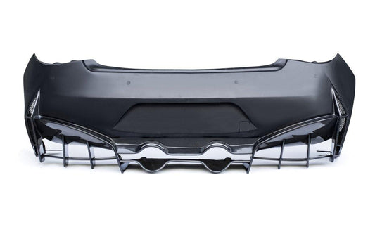 Infiniti Q60 Red Sport 400 Premium Luxe Sport Pure 2017-2022 with Aftermarket Parts - Project Black S Concept Style Rear Bumper & Diffuser Carbon Fiber / FRP from CMST Tuning