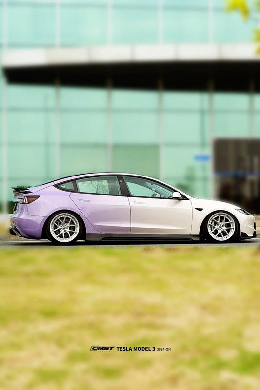 Tesla Model 3 Highland / Performance 2024-ON with Aftermarket Parts - V1 Style Rear Diffuser & Canards Carbon Fiber from CMST Tuning