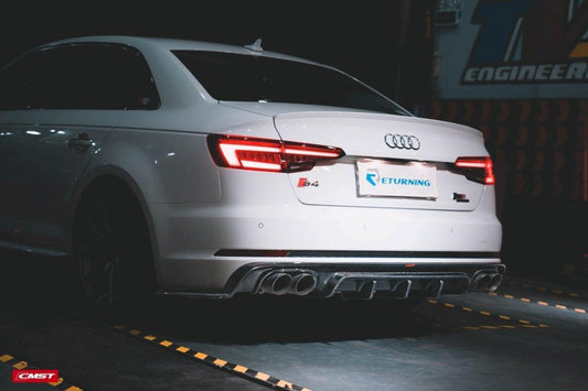 Audi S4 A4 S-line (with s-line bumper,does not fit base model) B9 2017 2018 2019 with Aftermarket Parts - Rear Diffuser Carbon Fiber from CMST Tuning