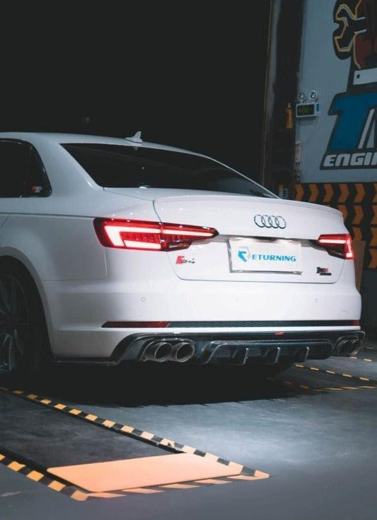 Audi S4 A4 S-line (with s-line bumper,does not fit base model) B9 2017 2018 2019 with Aftermarket Parts - Rear Diffuser Carbon Fiber from CMST Tuning