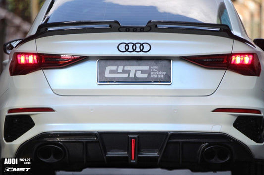 Audi S3 A3 S-line (with s-line bumper,does not fit base model) 8Y 2021-ON with Aftermarket Parts - Rear Diffuser Carbon Fiber from CMST Tuning