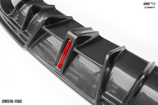 Audi S3 A3 S-line (with s-line bumper,does not fit base model) 8Y 2021-ON with Aftermarket Parts - Rear Diffuser Carbon Fiber from CMST Tuning