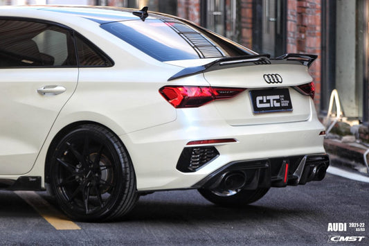 Audi S3 A3 S-line (with s-line bumper,does not fit base model) 8Y 2021-ON with Aftermarket Parts - Rear Diffuser Carbon Fiber from CMST Tuning