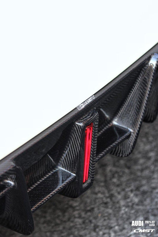 Audi S3 A3 S-line (with s-line bumper,does not fit base model) 8Y 2021-ON with Aftermarket Parts - Rear Diffuser Carbon Fiber from CMST Tuning
