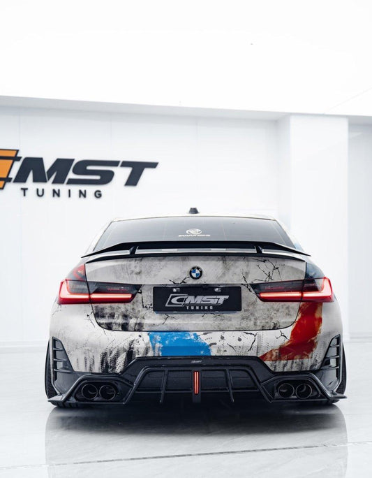 BMW 3 Series 330i M340i G20 G21 LCI 2023-ON (fitment for 330i requires M-Sport package bumper) with Aftermarket Parts - Pre-preg Carbon & FRP Rear Diffuser from CMST Tuning