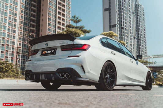BMW 3 Series 330i M340i G20 G21 Pre-LCI 2020 2021 2022 (fitment for 330i requires M-Sport package bumper) with Aftermarket Parts - Rear Diffuser Carbon Fiber / FRP from CMST Tuning