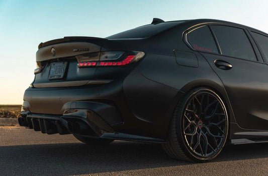 BMW 3 Series 330i M340i G20 G21 Pre-LCI 2020 2021 2022 (fitment for 330i requires M-Sport package bumper) with Aftermarket Parts - Rear Diffuser Carbon Fiber / FRP from CMST Tuning