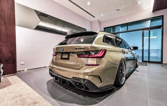 BMW 3 Series 330i M340i G20 G21 Pre-LCI 2020 2021 2022 (fitment for 330i requires M-Sport package bumper) with Aftermarket Parts - Rear Diffuser Carbon Fiber / FRP from CMST Tuning