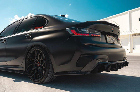BMW 3 Series 330i M340i G20 G21 Pre-LCI 2020 2021 2022 (fitment for 330i requires M-Sport package bumper) with Aftermarket Parts - Rear Diffuser Carbon Fiber / FRP from CMST Tuning
