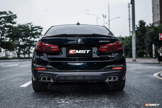 BMW 5 series M550 540 530 (with M-package bumper, does not fit base model) G30 Pre-LCI 2017-2020 with Aftermarket Parts - Carbon Fiber & FRP Rear Diffuser from CMST Tuning