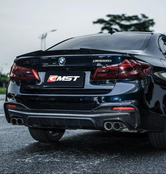 BMW 5 series M550 540 530 (with M-package bumper, does not fit base model) G30 Pre-LCI 2017-2020 with Aftermarket Parts - Carbon Fiber & FRP Rear Diffuser from CMST Tuning