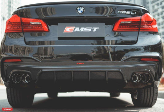 BMW 5 series M550 540 530 (with M-package bumper, does not fit base model) G30 Pre-LCI 2017-2020 with Aftermarket Parts - Carbon Fiber & FRP Rear Diffuser from CMST Tuning