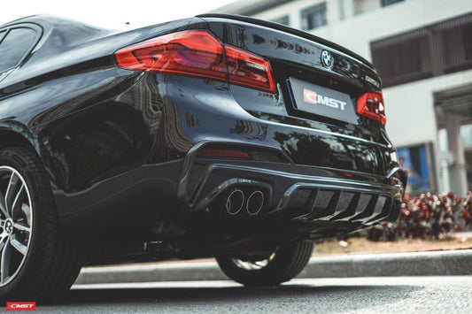 BMW 5 series M550 540 530 (with M-package bumper, does not fit base model) G30 Pre-LCI 2017-2020 with Aftermarket Parts - Carbon Fiber & FRP Rear Diffuser from CMST Tuning
