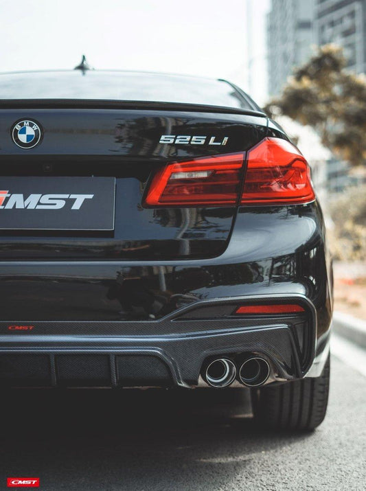 BMW 5 series M550 540 530 (with M-package bumper, does not fit base model) G30 Pre-LCI 2017-2020 with Aftermarket Parts - Carbon Fiber & FRP Rear Diffuser from CMST Tuning