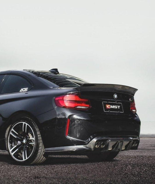 BMW F87 M2 M2C 2016-2021 with Aftermarket Parts - Vacuumed Carbon & FRP Rear Diffuser from CMST Tuning