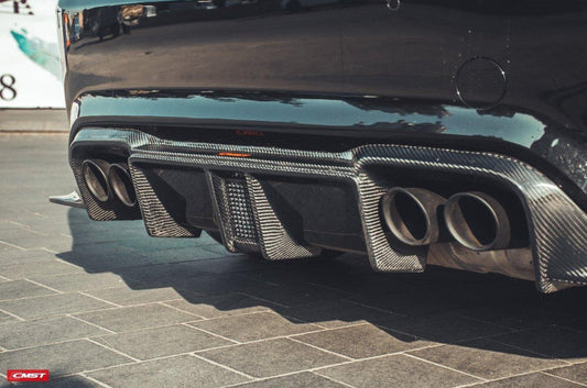 BMW F87 M2 M2C 2016-2021 with Aftermarket Parts - Vacuumed Carbon Rear Diffuser from CMST Tuning