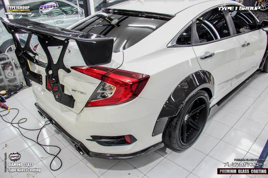 Honda Civic 10th Gen FC1 FC2 FC5 FC6 2016 2017 2018 2019 2020 2021 with Aftermarket Parts - Rear Diffuser Carbon Fiber / FRP from CMST Tuning