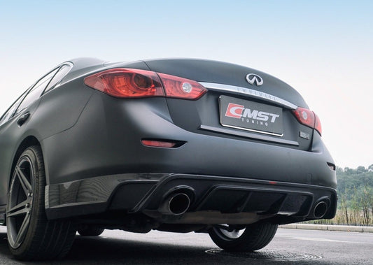 Infiniti Q50 Red Sport 400 Luxe Sensory Signature Premium Pure 2014-ON with Aftermarket Parts - Rear Diffuser Carbon Fiber from CMST Tuning