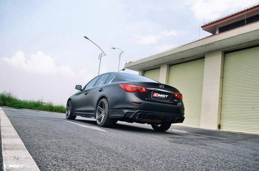 Infiniti Q50 Red Sport 400 Luxe Sensory Signature Premium Pure 2014-ON with Aftermarket Parts - Rear Diffuser Carbon Fiber from CMST Tuning