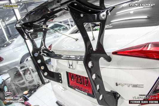 Honda Civic 10th Gen FC1 FC2 FC5 FC6 2016-2021 & FC3 FC4 2017-2021 with Aftermarket Parts - Extreme GT Style Rear Wing Carbon Fiber / FRP from CMST Tuning