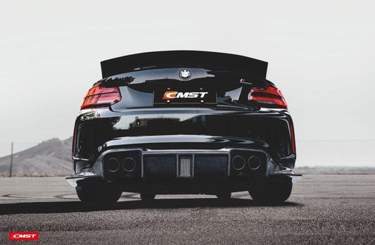 BMW F87 M2 M2C 2016-2021 & F22 228i 230i M235i M240i 2014-2020 with Aftermarket Parts - Vacuumed Carbon & FRP Rear Spoiler from CMST Tuning
