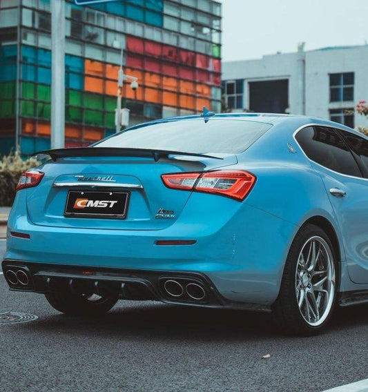 Maserati Ghibli 2014-ON with Aftermarket Parts - V2 Style Rear Duck Bill Tail Spoiler Carbon Fiber / FRP from CMST Tuning