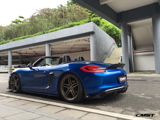 Porsche 981 Boxster (Base / S / GTS) 2012 2013 2014 2015 2016 with Aftermarket Parts - Rear Spoiler Carbon Fiber / FRP from CMST Tuning
