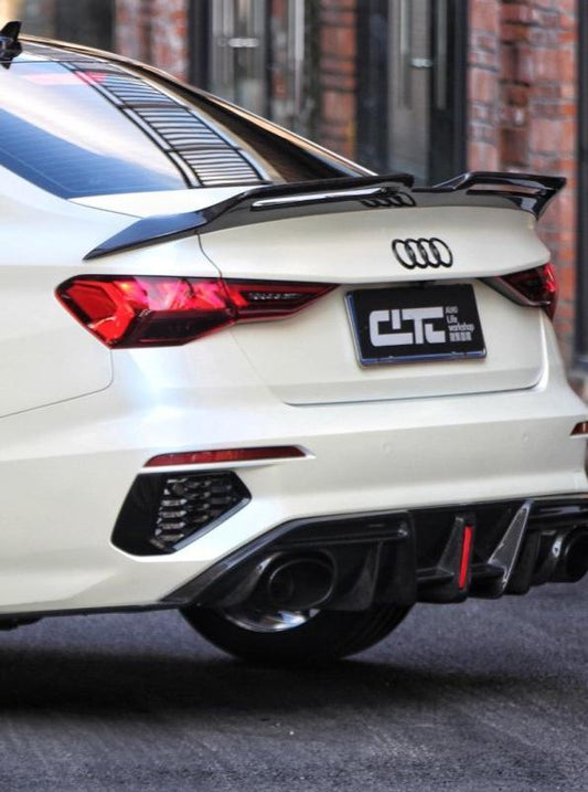 Audi RS3 S3 A3 8Y 2021-ON with Aftermarket Parts - Rear Spoiler Carbon Fiber from CMST Tuning