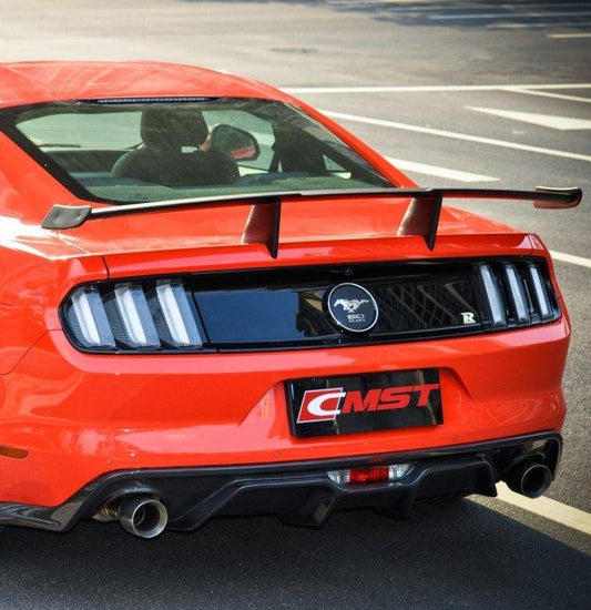 Ford Mustang GT 5.0 Mach1 Bullitt V6 3.6 Ecoboost 2.3 S550.1 S550.2 2015-2023 with Aftermarket Parts - V2 Style Rear Wing Carbon Fiber / FRP from CMST Tuning