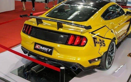 Ford Mustang GT 5.0 Mach1 Bullitt V6 3.6 Ecoboost 2.3 S550.1 S550.2 2015-2023 with Aftermarket Parts - V2 Style Rear Wing Carbon Fiber / FRP from CMST Tuning