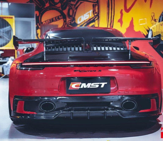 Porsche 911 992 992.1 Carerra Base/S/T/4/4S/Targa 4/Targa 4S/GTS 2020-2024 with Aftermarket Parts - V1 Style Carbon Fiber & FRP Rear Spoiler from CMST Tuning
