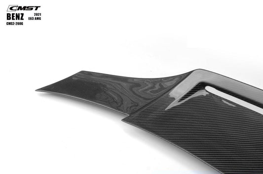 Mercedes Benz E-Class E63S E63 E53 E43 AMG E550 E450 E400 E350 E300 W213 2017-2023 with Aftermarket Parts - Pre-preg Carbon Fiber FRP Rear Duck Bill Tail Spoiler from CMST Tuning
