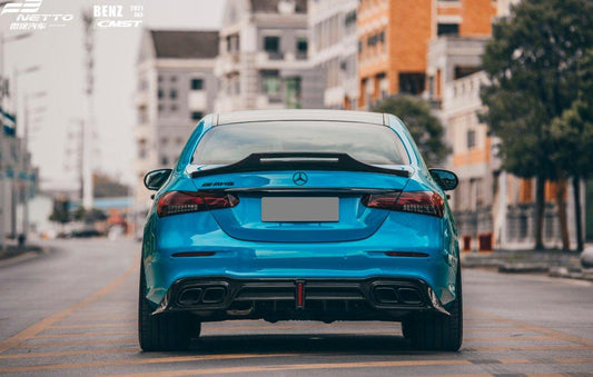 Mercedes Benz E-Class E63S E63 E53 E43 AMG E550 E450 E400 E350 E300 W213 2017-2023 with Aftermarket Parts - Pre-preg Carbon Fiber FRP Rear Duck Bill Tail Spoiler from CMST Tuning